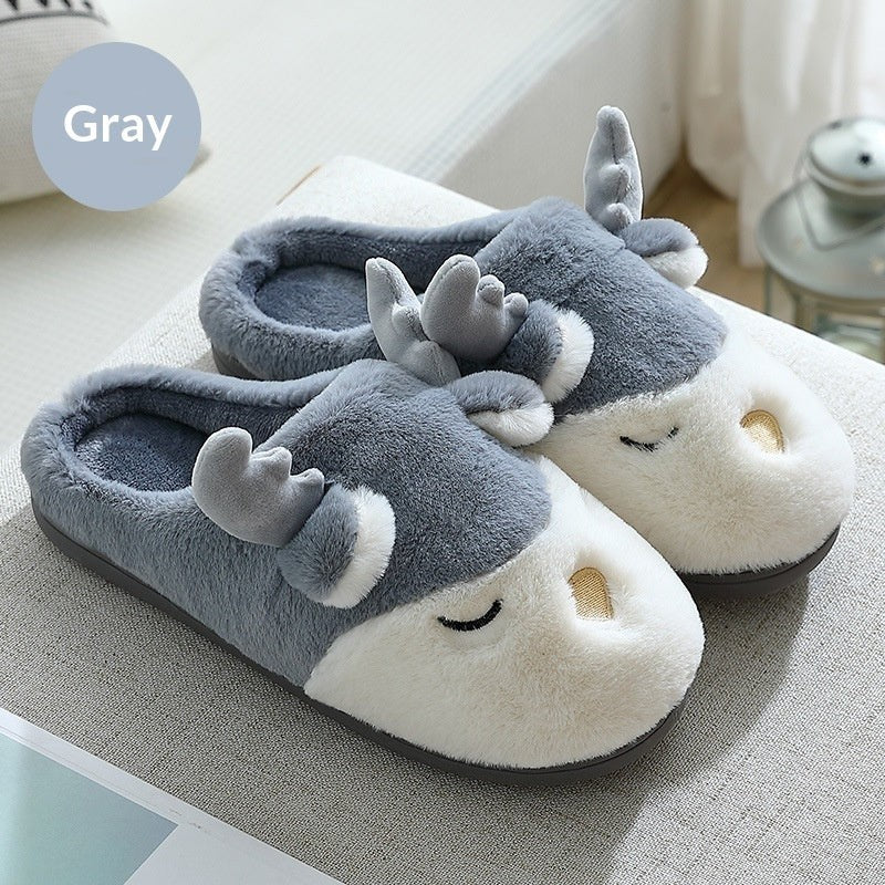 Women Winter Home Slippers Deer Elk Non-slip Soft Warm House Shoes Mens GIrs Indoor Bedroom Couples Floor Footwear Fuzzy House Slippers Women's Durable Furry Bedroom Slipper Lightweight And Non-Slip