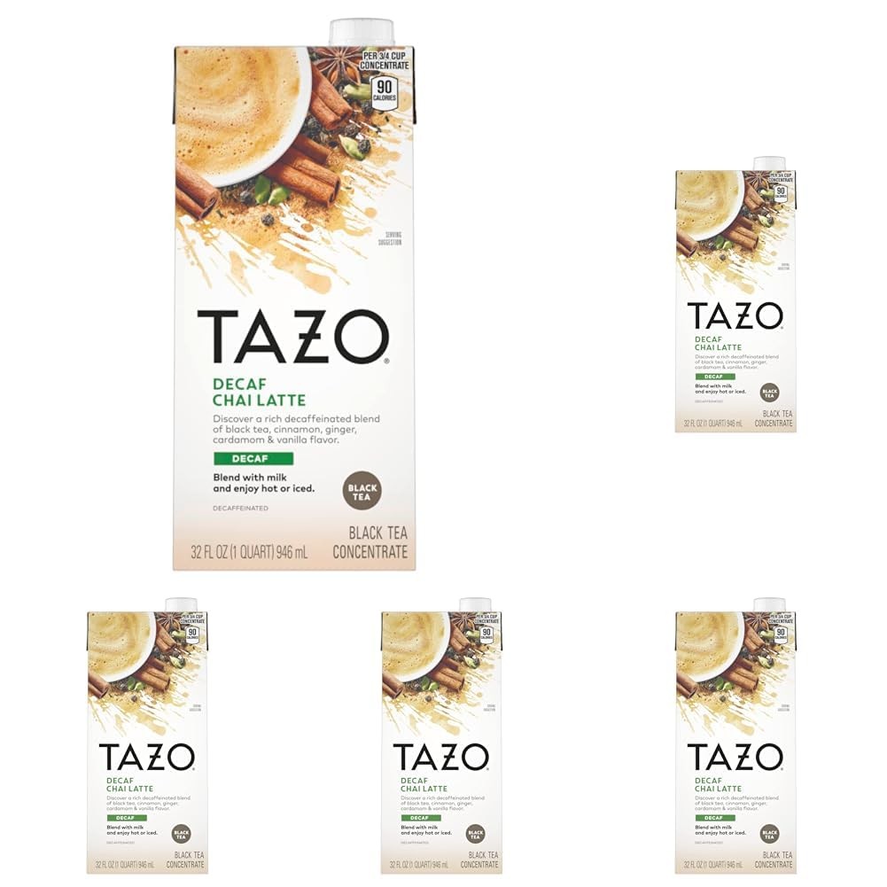TAZO Caffeine-Free Chai Latte Mix for Soothing Bath Time and Yoga Nook Refresh, Pre-Sweetened Organic Black Tea Concentrate