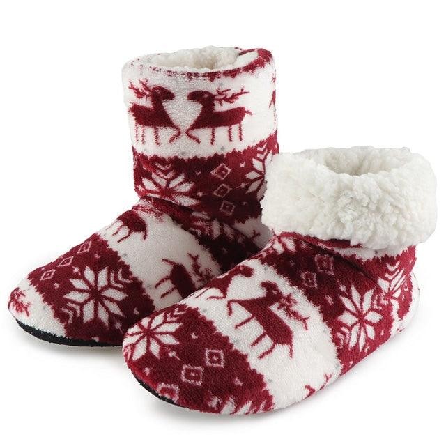 Winter Fur Slippers Women Warm House Slippers Plush Flip Flops Christmas Cotton Indoor Home Shoes Comfort Warm Fluffy Faux Fur Slipper Boots Soft Memory Foam Ankle Booties