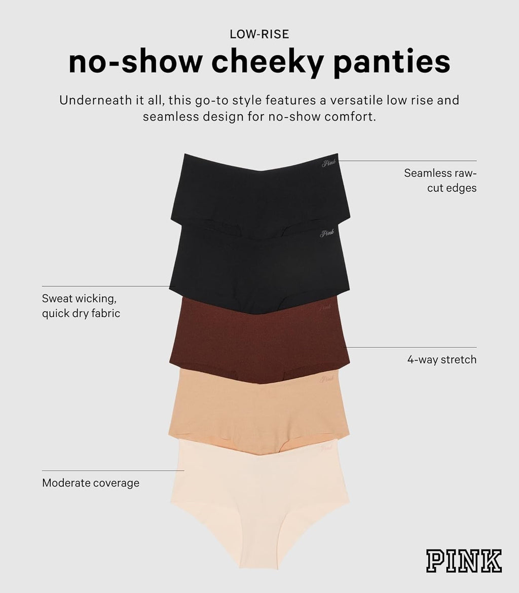 Victoria's Secret PINK No Show Lace Cheekster Panty Pack, Underwear Women's (XS-XXL)