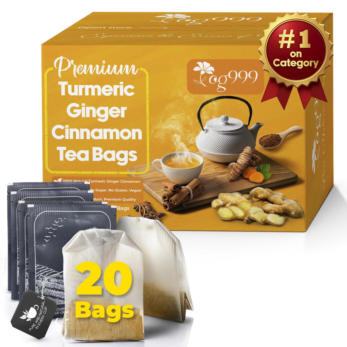TOG999 Anti-Inflammatory Herbal Tea Blend – Mindful Morning Cup for Gut Health and Stress Relief at Home