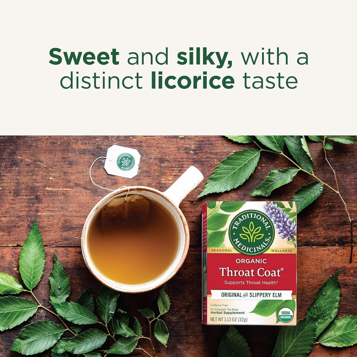 Traditional Medicinals Slippery Elm Throat Tea – Cozy Holiday Gift for the Singer, Speaker, or Wellness Lover in Your Life