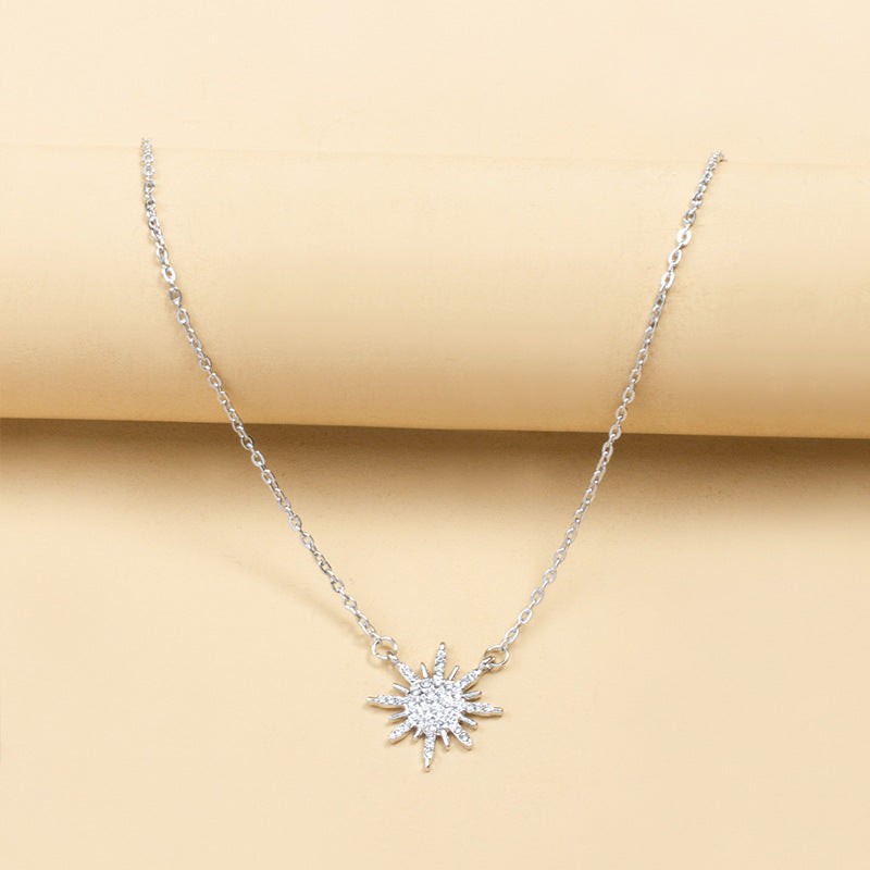 Women's Gold Apollo Light Sun Choker Neck Sweater Necklaces