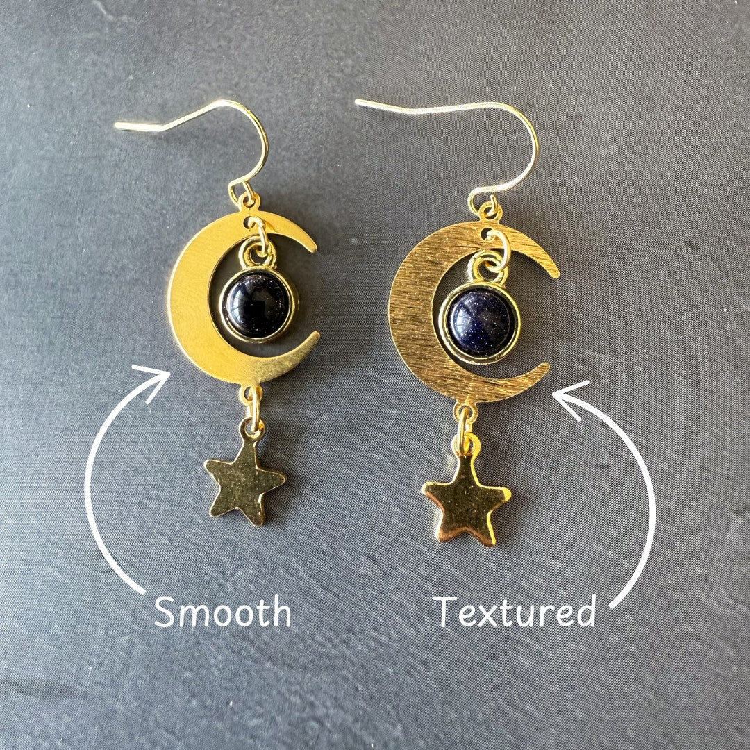 Starlit Crescent Earrings with Blue Sandstone