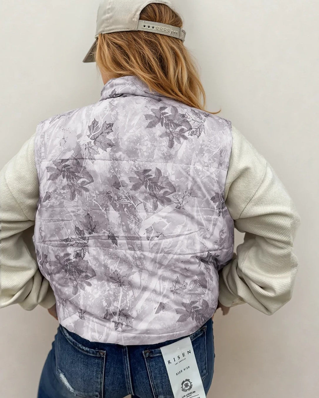Tessa Camo Leaf Print Winter Puffer Vest