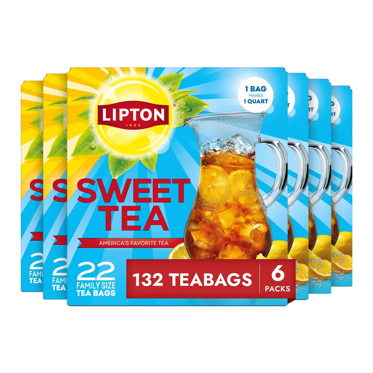 Lipton Southern Sweet Iced Tea Bags – Calorie Free Family Brew for Guilt-Free Afternoon Tea Rituals, 132 Bags
