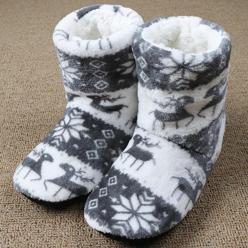 Winter Fur Slippers Women Warm House Slippers Plush Flip Flops Christmas Cotton Indoor Home Shoes Comfort Warm Fluffy Faux Fur Slipper Boots Soft Memory Foam Ankle Booties