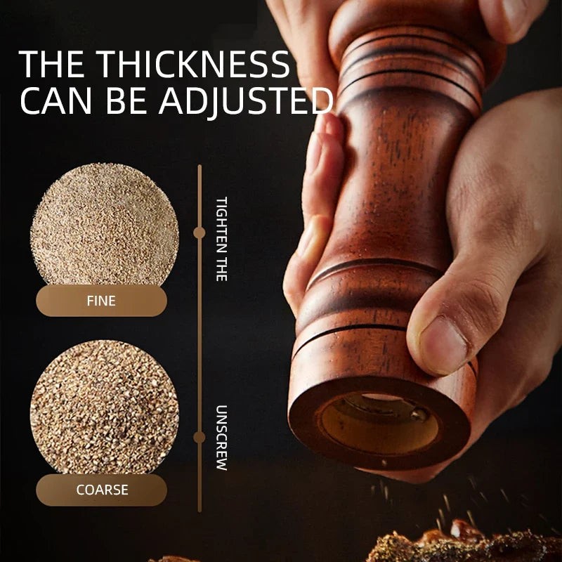 Classical Oak Wood Pepper Spice Mill Grinder Set Handheld Seasoning Adjustable Mills Grinder Ceramic Grinding Core Tools Set