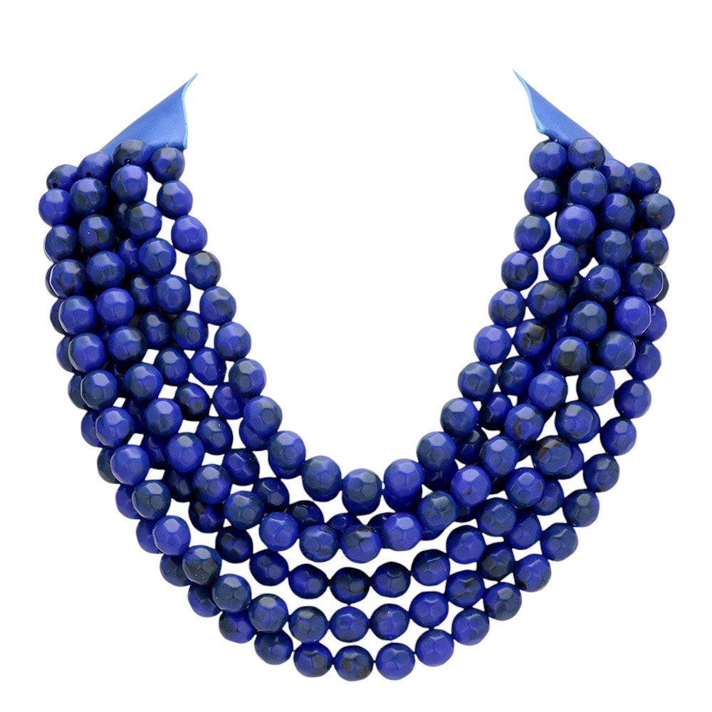 Women's Chunky Multi-Strand Beaded Statement Necklace with Magnetic Clasp
