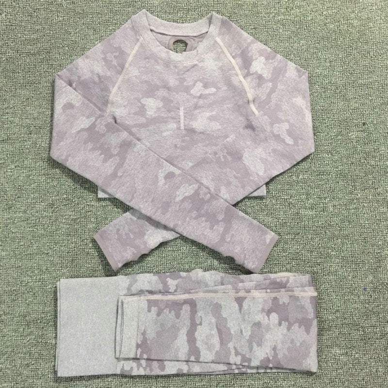 2PCS Camouflage Camo Yoga Set Sports Wear Women's Gym Fitness Clothing Booty Yoga Leggings + Sport Bra GYM Sport Suit Femme