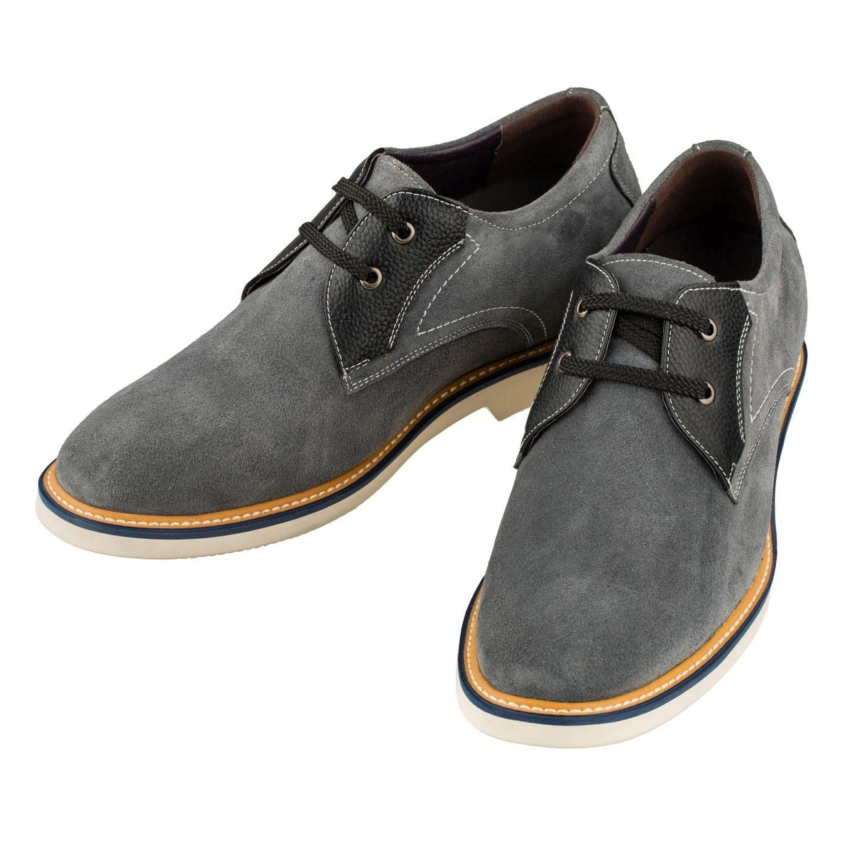 CALTO Business Casual Grey Leather Shoes 2.8 Inch - Y42023