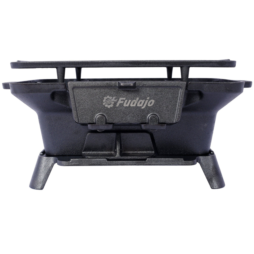 Oval Cast Iron Grill with Enamel Coating - Charcoal Tabletop Skillet