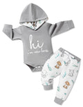 Gaupafmb Baby Boy Outfits | Letter Print Hoodies Romper | Cute Animal Pants Winter Baby Boy Clothes | 3-6 Months - # BAAA51210028