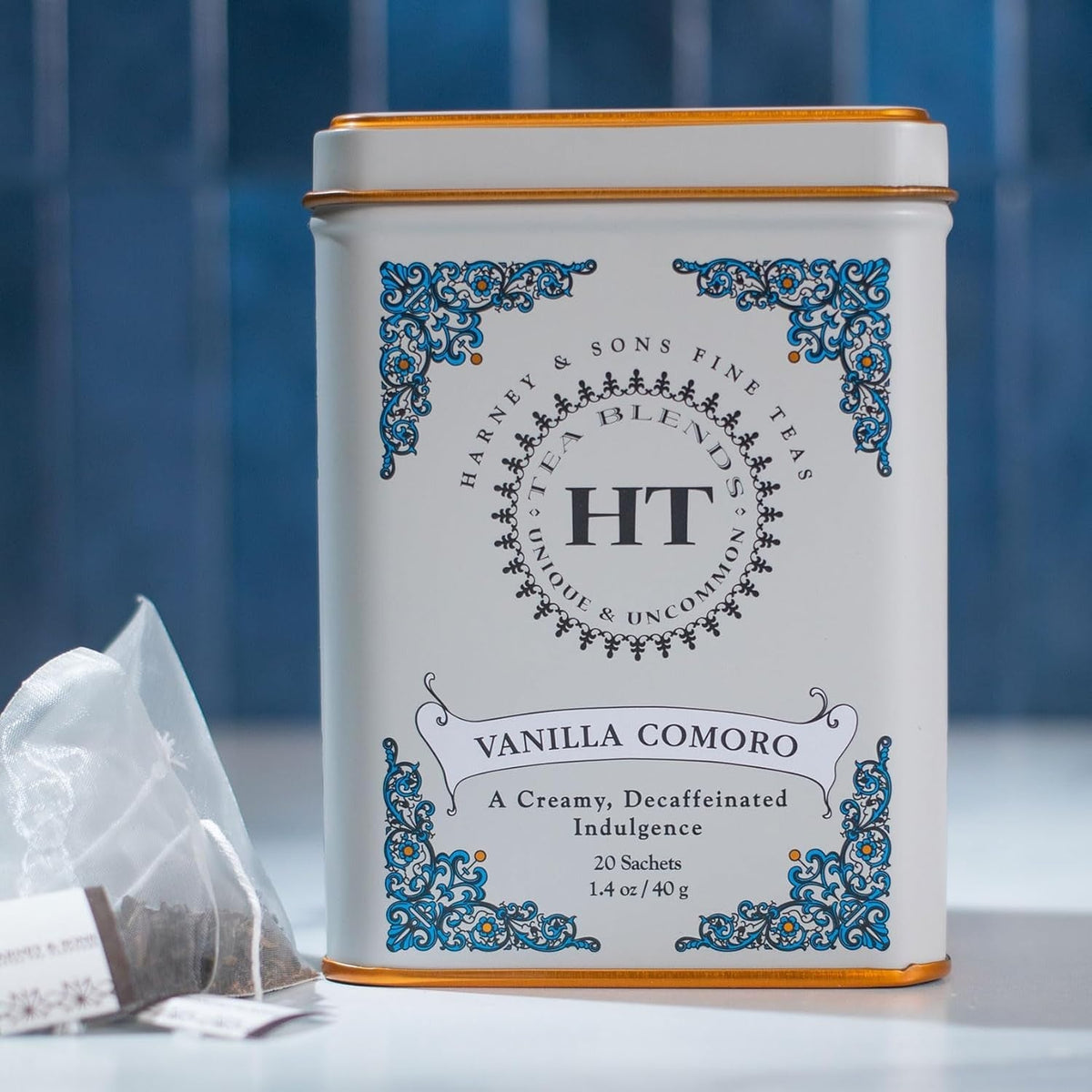 Harney & Sons Vanilla Comoro Decaffeinated Tea – Thoughtful Valentine's Day Gift for Her, Decorative Resealable Tin