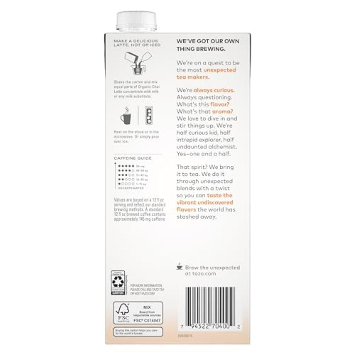 Tazo Chai Concentrate for Clutter-Free Counters, Effortless 1:1 Spiced Tea Mix