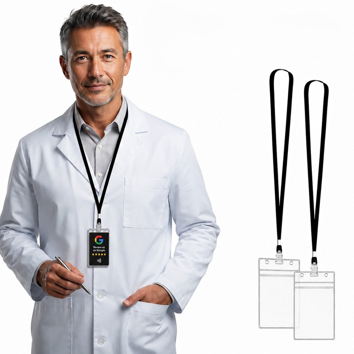 Wearable NFC Review Kit Lanyard| Includes Google Review Cards, Premium Badge Holders & Adjustable Lanyards