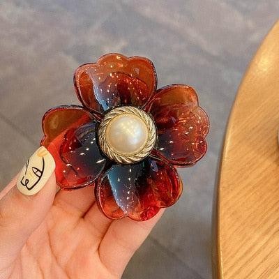 Sweet Flower Shape Hair Clips Women's Girls Hair Claw Chic Barrettes Claw Crab Hairpins Styling Bohemia Hair Jaw Clamps Medium Thick Hair Women