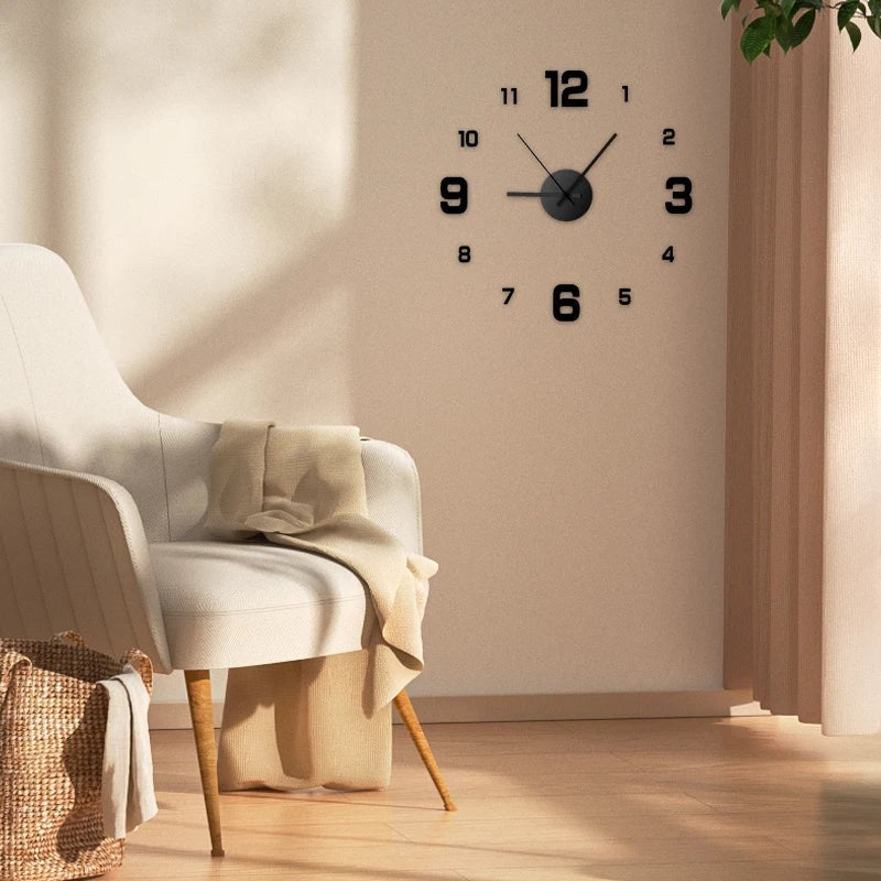 Frameless DIY Wall Clock Silent Acrylic Living Room Decal