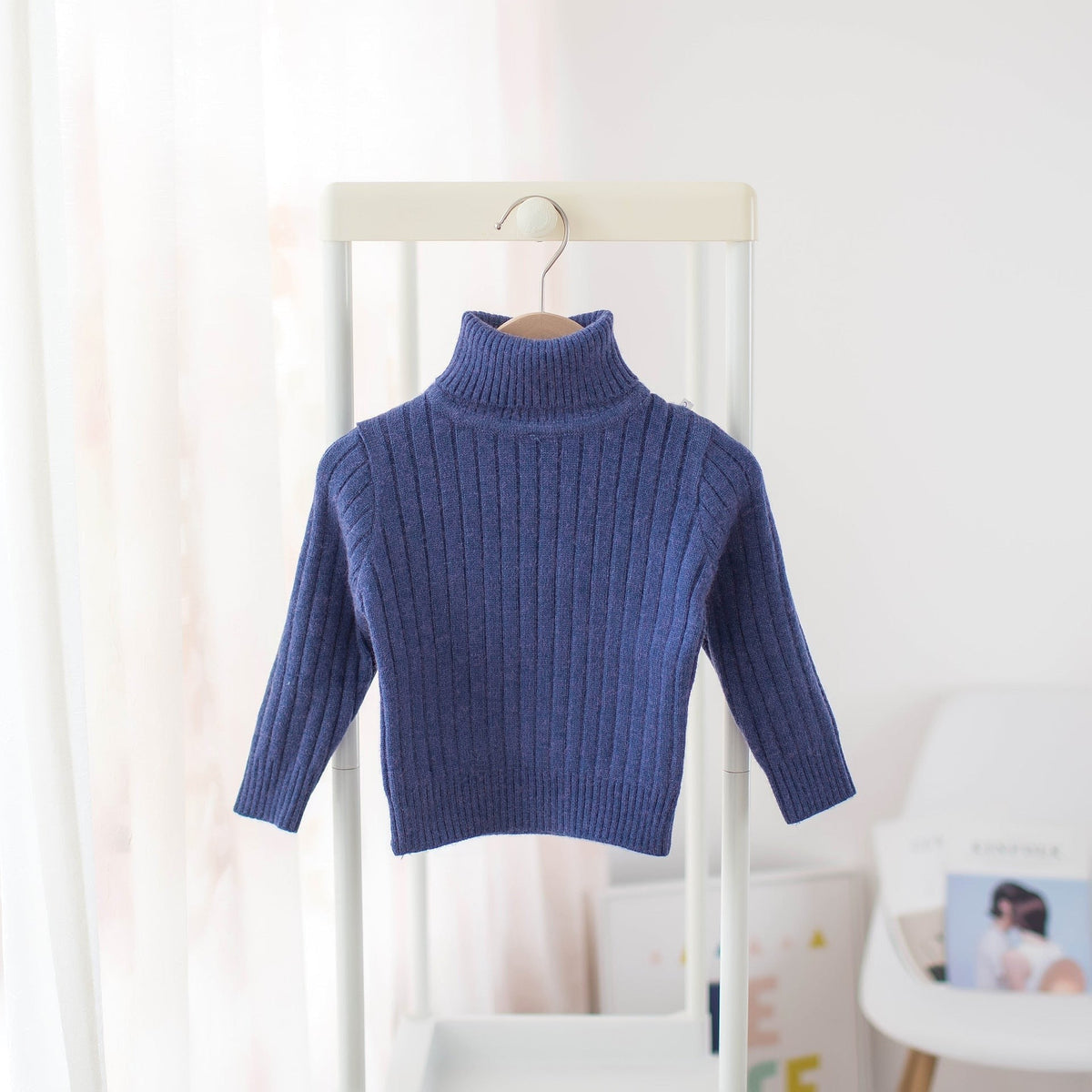 Boys And Girls Turtleneck Solid Color Bottoming Shirt