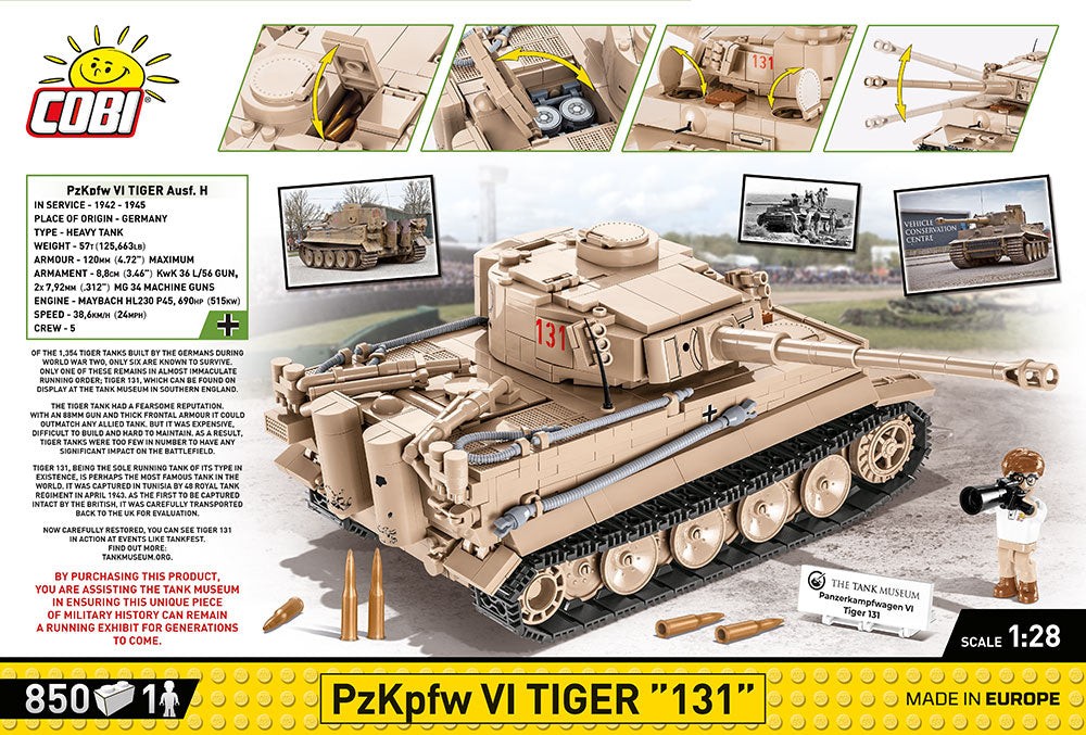 Cobi 2556 PZKPFW VI TIGER 131 TANK (850pcs)