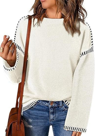 Solid Round Neck Pullover Sweater Autumn And Winter Loose Long Sleeve Tops Women's Clothing