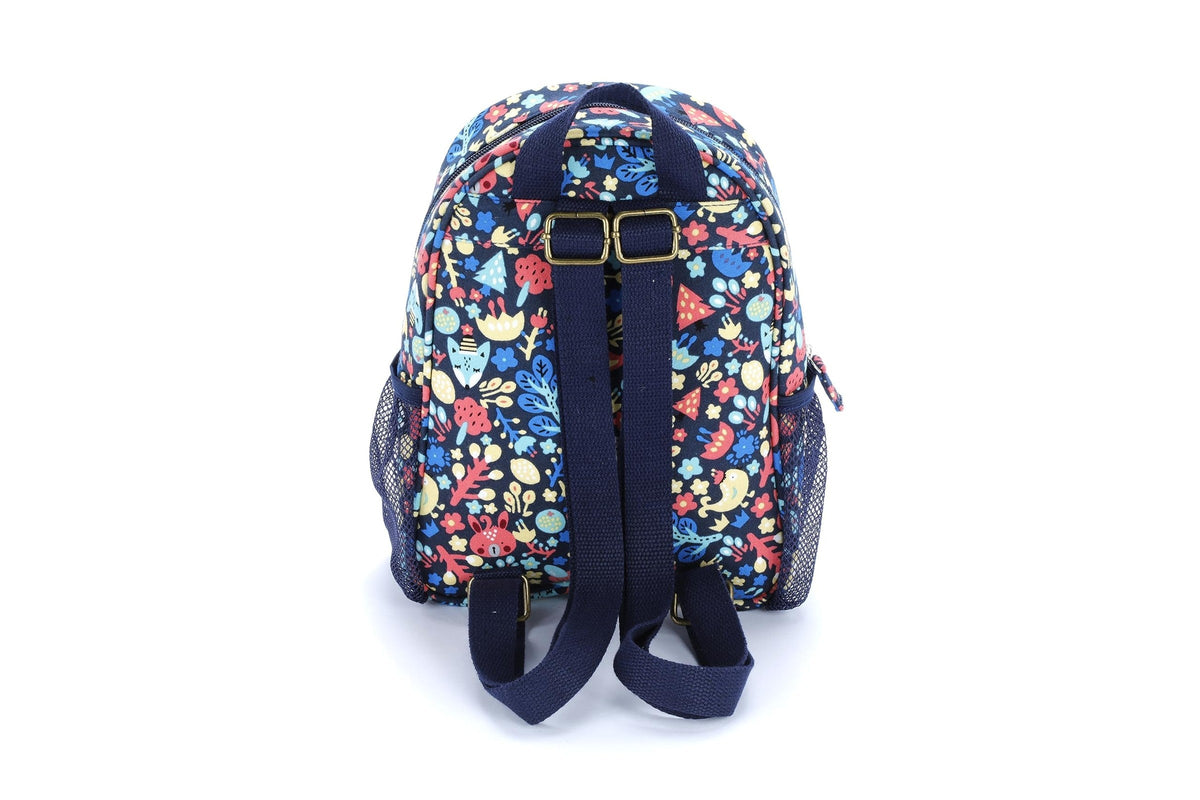 Toddler/Little Kids Forest Animals Mini-Size Backpack with Pockets- Fun Print, Practical Design- Navy