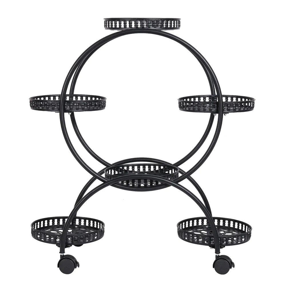 Heavy Duty Metal Plant Stand with Lockable Wheels Garden Cart Flower Pots Holder for Indoor Outdoor Use