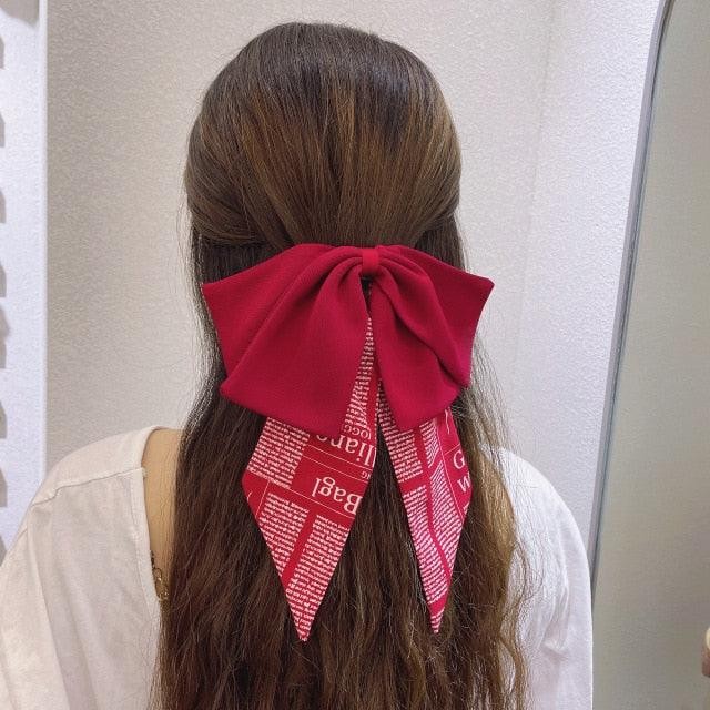Solid Color Big Large Satin Bow Hairpins Barrettes Women's Girl Wedding Long Ribbon Hair Clip Fashion Hairgrips Accessories For Party