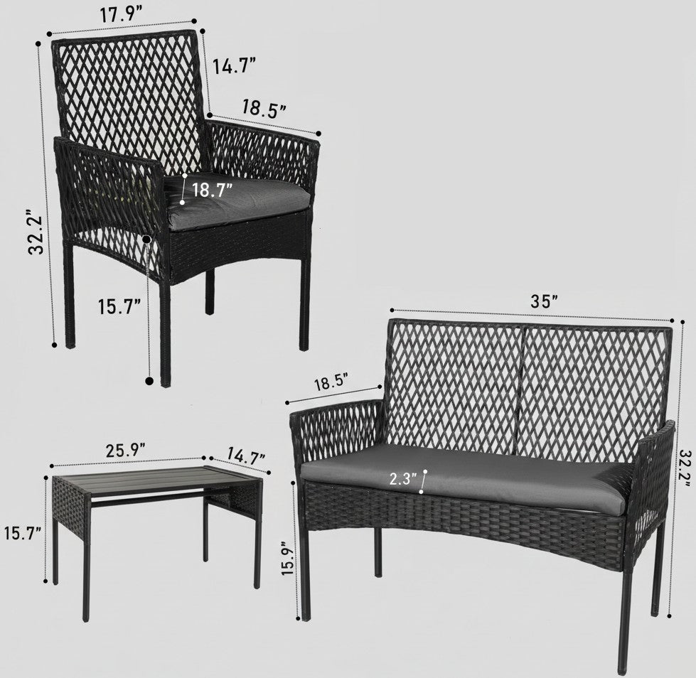 4Pcs Outdoor Patio Furniture Set – Rattan Wicker Sofa - Multiple Styles