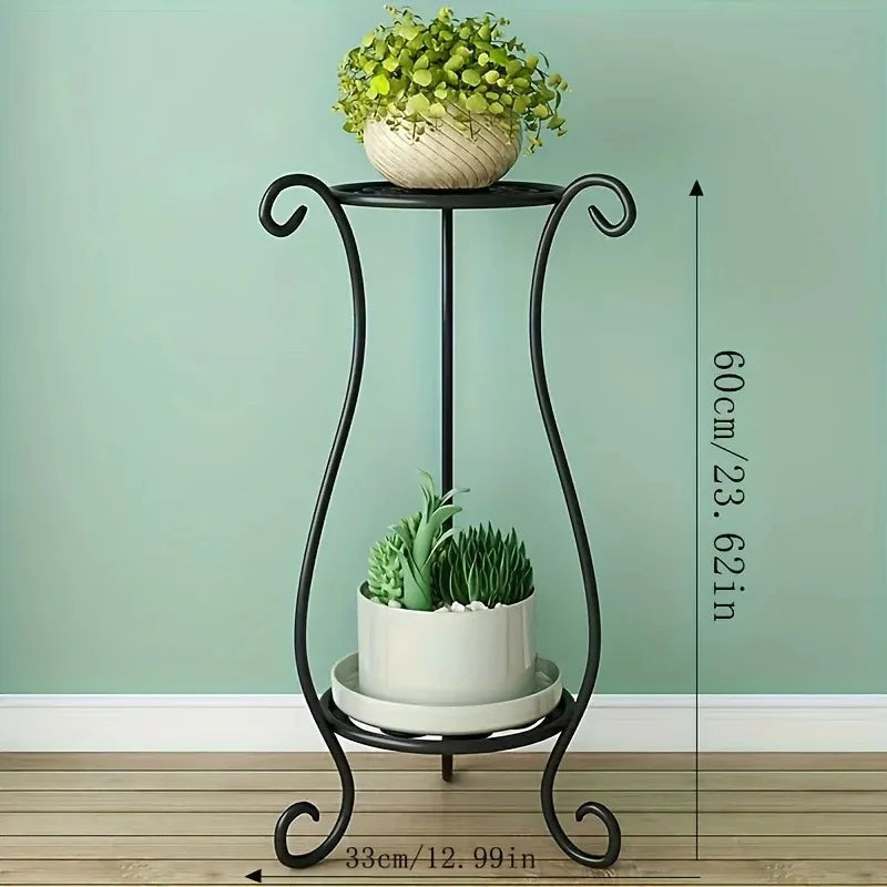 Elegant Metal Flower Stand, European Style Floor Plant Display Rack, Multi-tier Flower Pot Holder for Home Garden Balcony