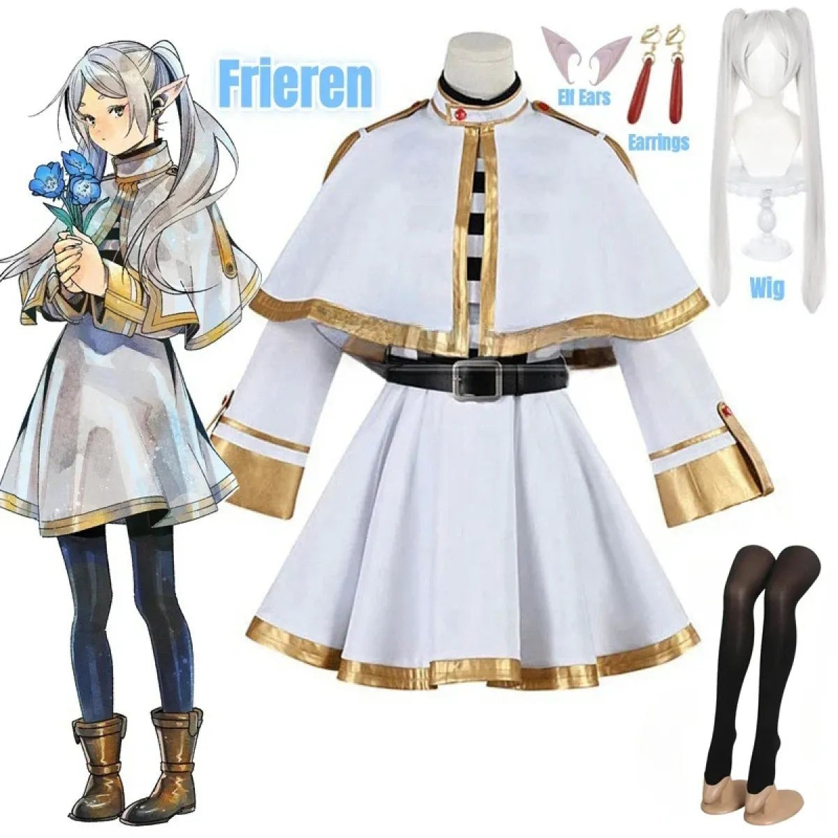 Frieren: Beyond Journey’s End Cosplay Costume – Dress with Wig & Accessories
