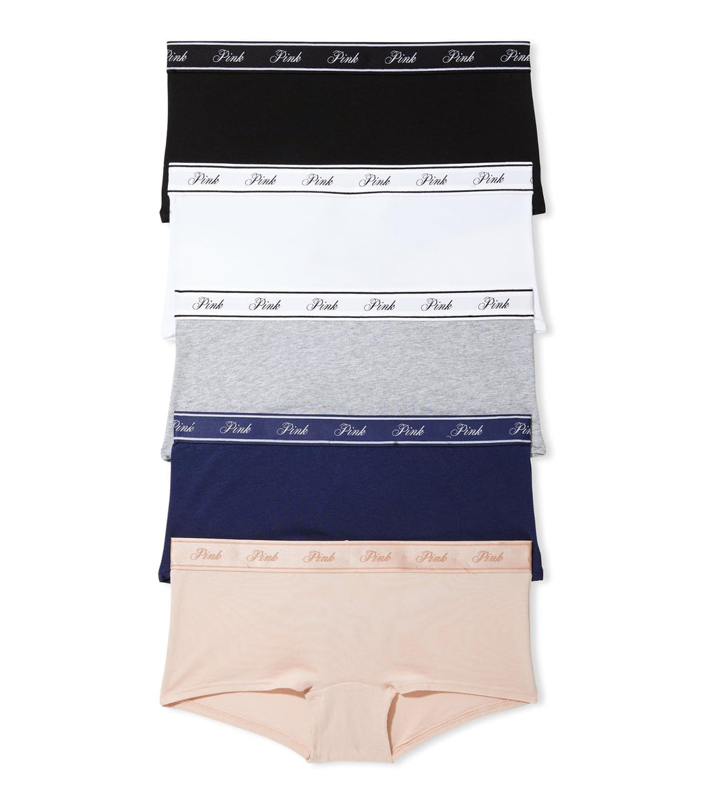 Victoria's Secret PINK Cotton Logo Boyshort Panty Pack, Panties Women's, Fall Basic Pack, M