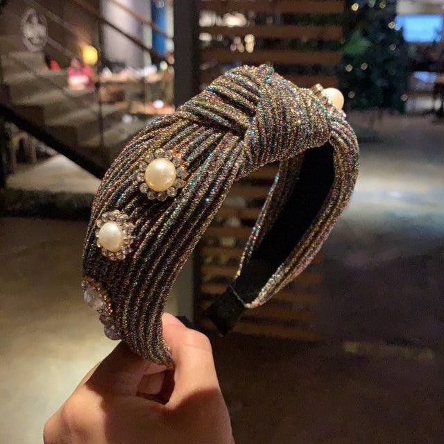 New Women Hairband Cross Knot Braid Twist Headband Adult Autumn Winter Shiny Color Headwear Wide Side Turban Gorgeous Hair Accessories Women's