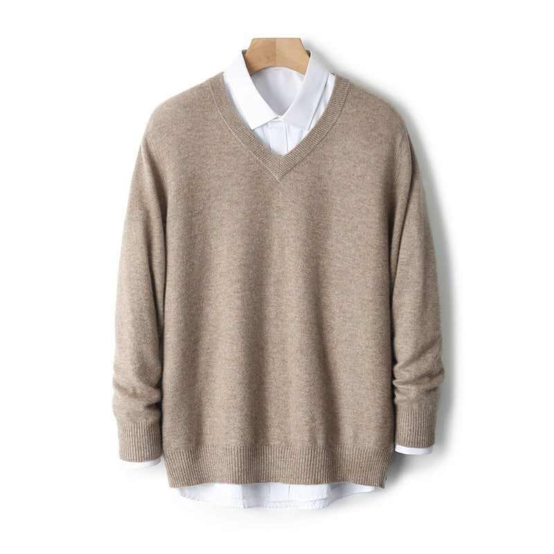 V-neck Cashmere Sweater Loose Fit Extra Thick