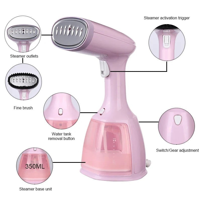saengQ Steam Iron Garment Steamer Handheld Fabric 1500W Travel Vertical 350ml Mini Portable Home Travelling For Clothes Ironing