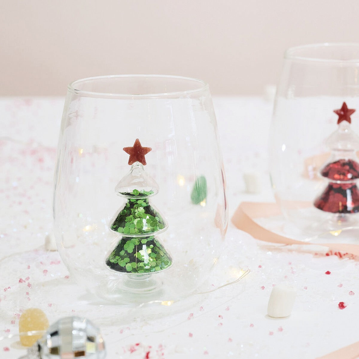 Glitter Glass Tree Drinkware