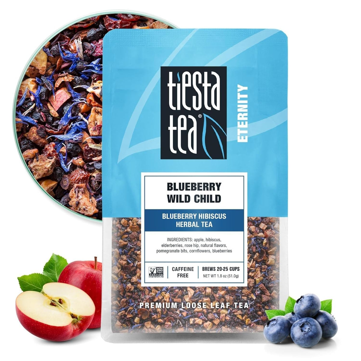 Tiesta Tea Blueberry Wild Child Loose Leaf Herbal Tea – Housewarming and Valentine's Day Gift for the Wellness-Minded Friend, 25 Servings