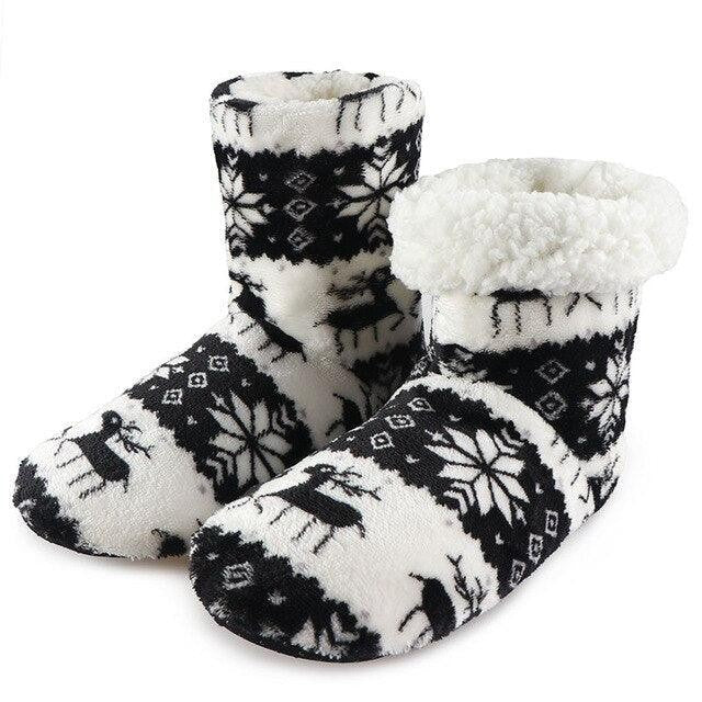 Winter Fur Slippers Women Warm House Slippers Plush Flip Flops Christmas Cotton Indoor Home Shoes Comfort Warm Fluffy Faux Fur Slipper Boots Soft Memory Foam Ankle Booties