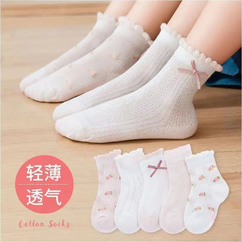 Kids Cotton School Socks 5 Pairs Soft Breathable Sports