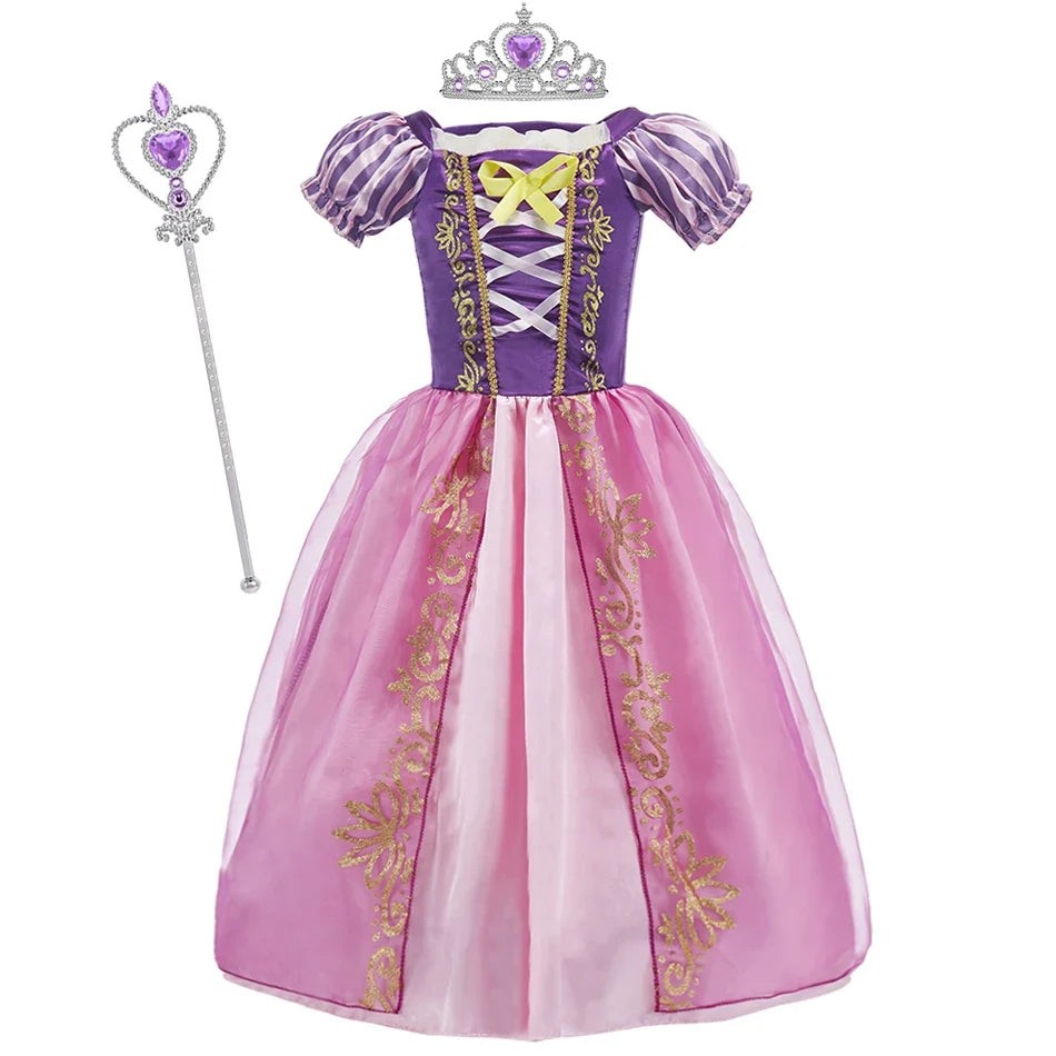 Long Hair Princess Halloween Dress Kids Cosplay Party Outfit