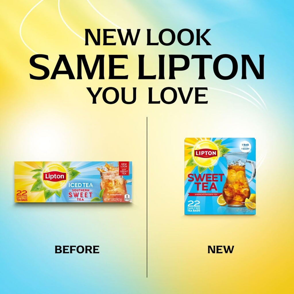 Lipton Southern Sweet Iced Tea Bags – Calorie Free Family Brew for Guilt-Free Afternoon Tea Rituals, 132 Bags