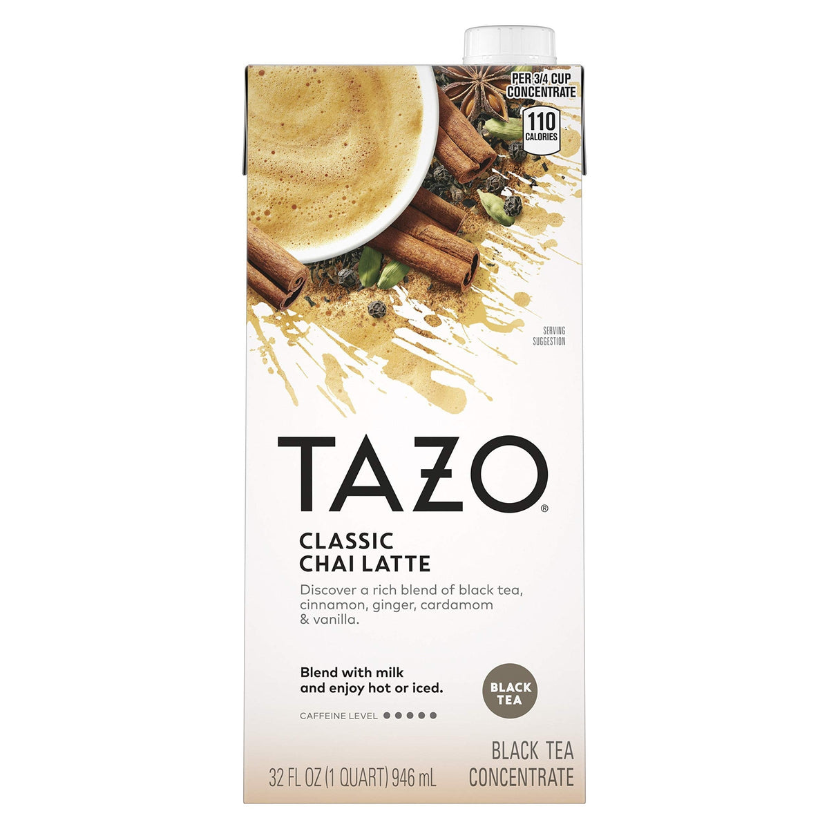 TAZO Chai Latte Tea Concentrate – Fast Iced Chai Refuel for Work From Home Study Breaks, 32 oz Carton