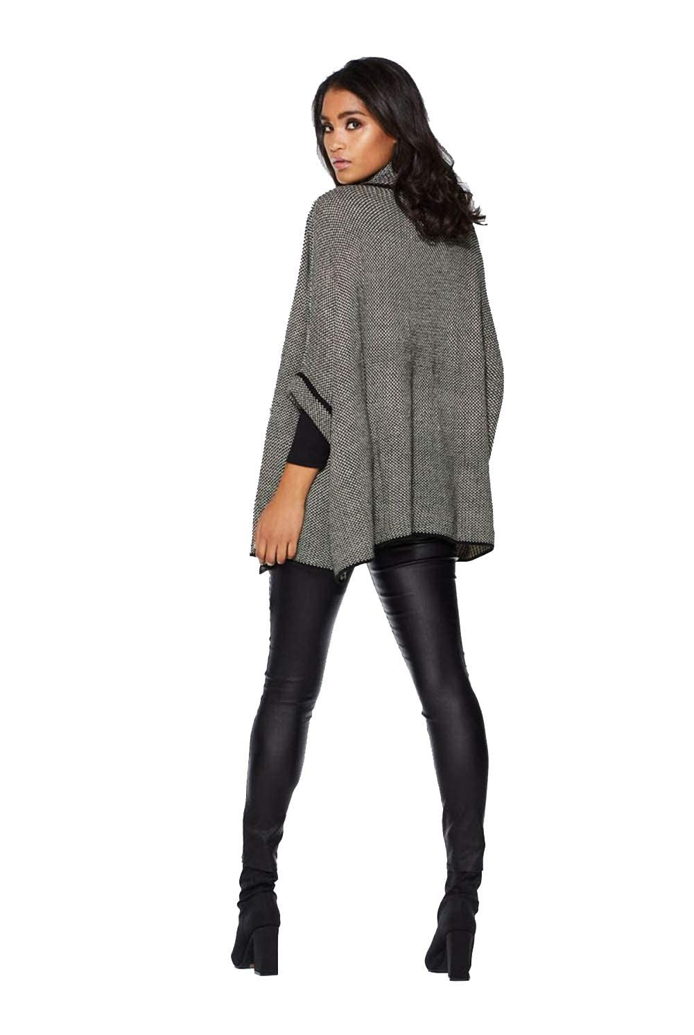 stylesilove Women Sweater Knit Cardigan with Buckle Fashion Jacket Shawl Poncho Warm Wrap for Fall Winter Season