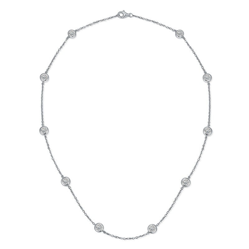 Stackable Bubble Necklace & Bracelet Set – 4mm Round Moissanite on 18K Gold-Plated Sterling Silver