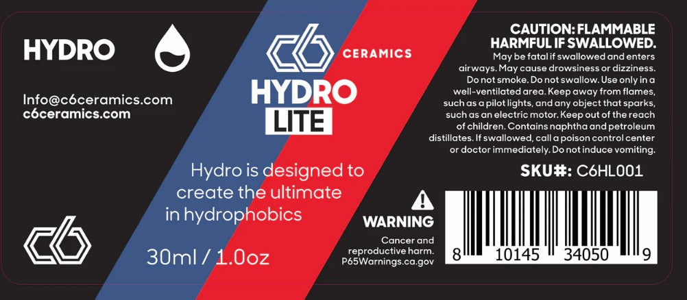 C6 CERAMICS HYDRO LITE Ceramic Coating with Applicator 30ml