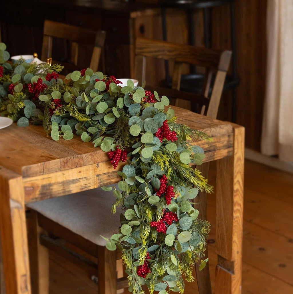 6FT Christmas 144 Branch Tips Cedar Garlands, Anna's Whimsy Artificial Pine Cypress Greenery Garland, Decorations Holiday Indoor Outdoor Christmas Decor Winter Garland