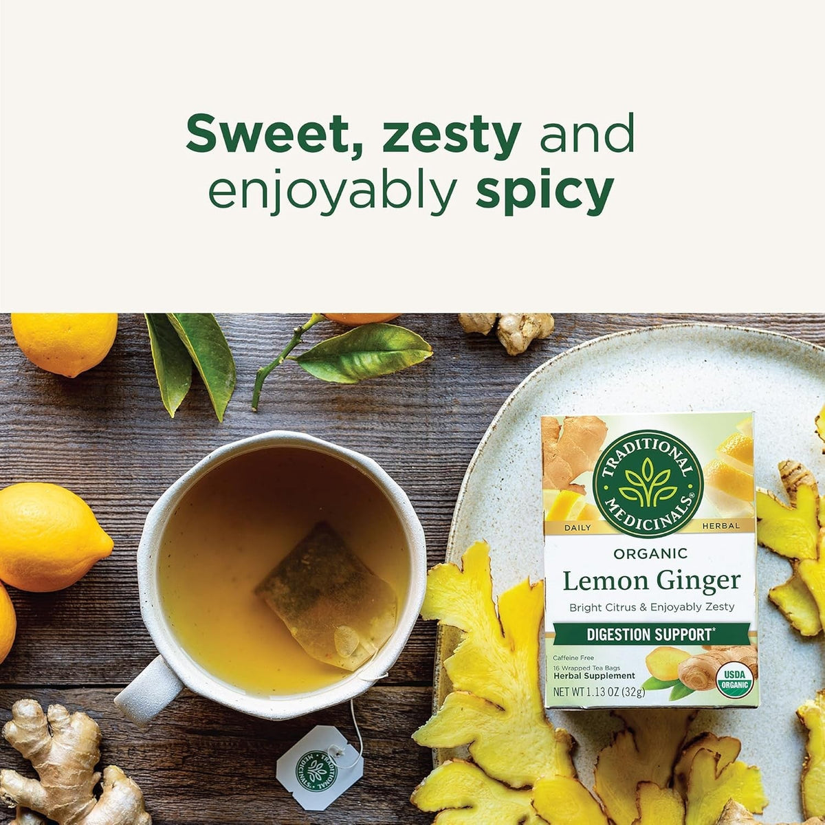 Traditional Medicinals Organic Lemon Ginger Tea – Pure, Uncomplicated Caffeine-Free Tea for the Eco-Conscious Minimalist