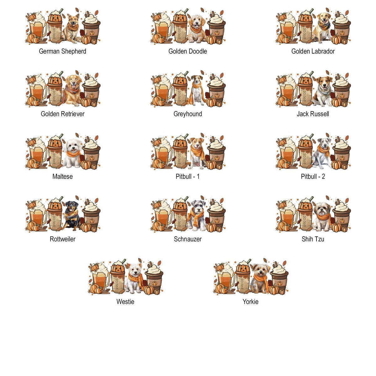 Autumn Dogs and Coffee, Many Breeds Available, Cozy Canine Lovers Collection Comfort Colors Tee