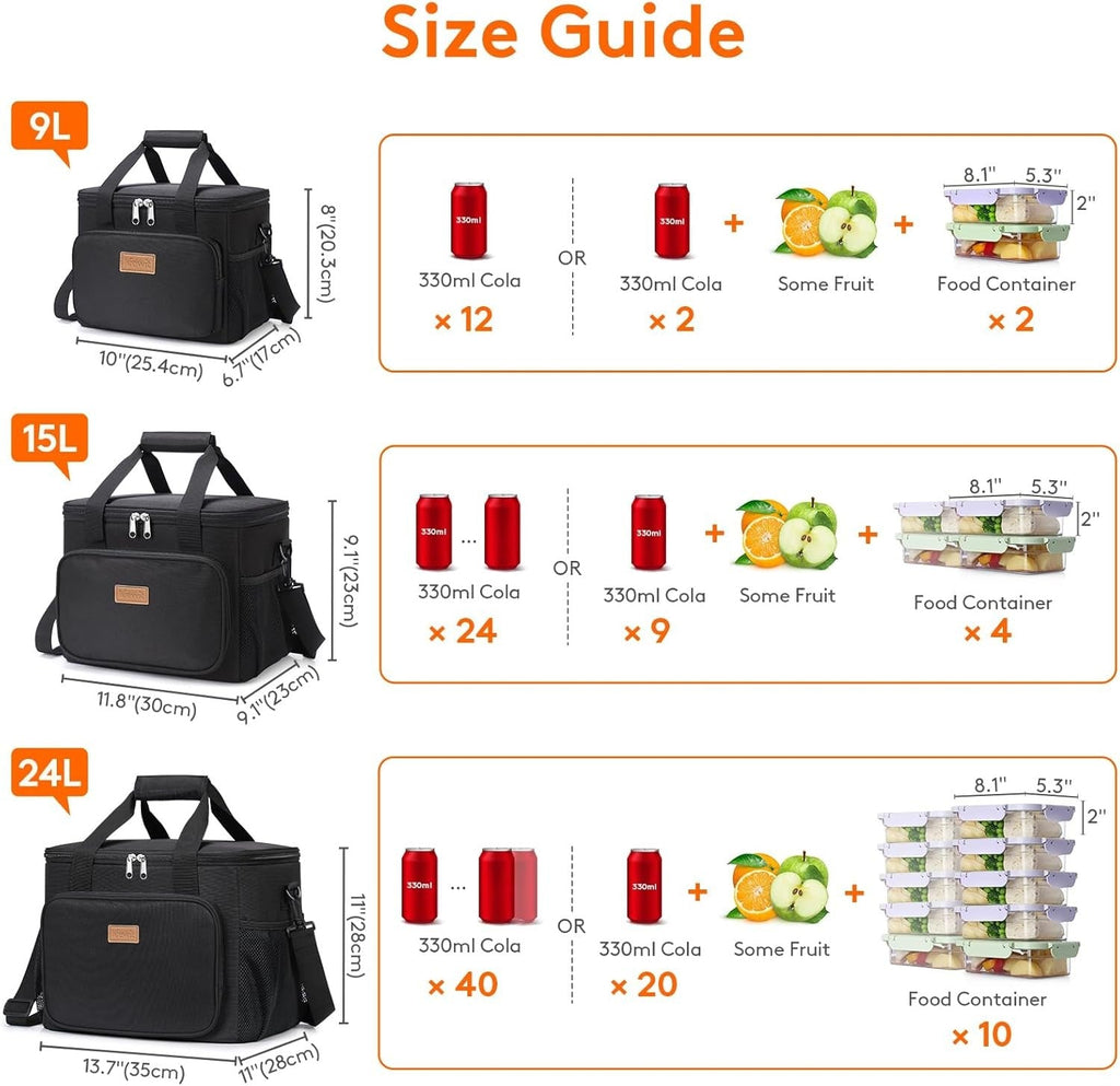 Lifewit Portion-Control Lunch Tote for Wellness Routines – 9L Insulated Bag for Fresh Salads and Snacks