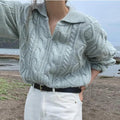 Luxury Kitty Retro Women Sweater Pullovers Knitted Casual Solid Autumn Turn-down Collar Feminine Loose All Match Soft Sweet Tops